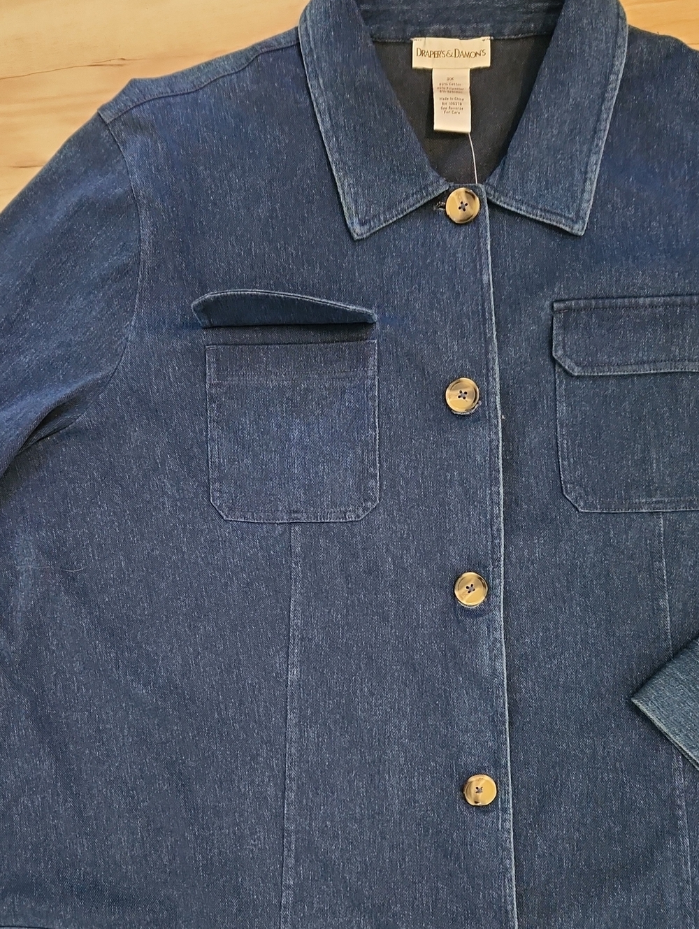 Draper's & Damon's Button Up Stretchy Lightweight Long Sleeve Denim Top Size 3X - Picture 7 of 12
